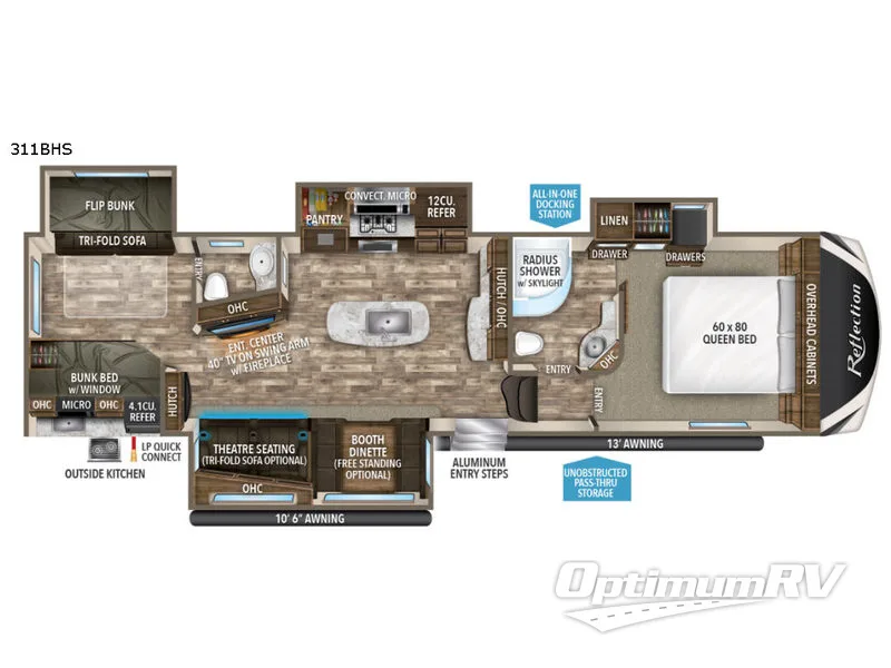2018 Grand Design Reflection 311BHS Floorplan Photo