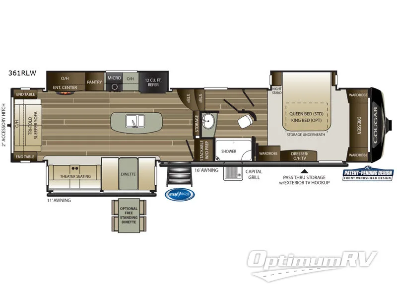 2019 Keystone Cougar 361RLW Floorplan Photo