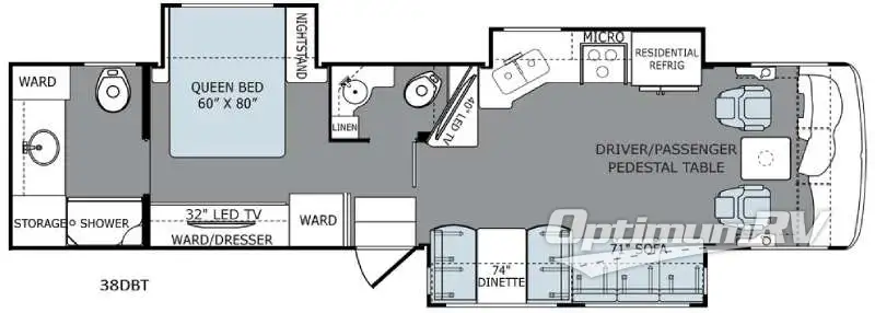 2016 Holiday Rambler Ambassador 38DBT Floorplan Photo