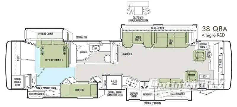 2014 Tiffin Allegro RED 38QBA RV Floorplan Photo