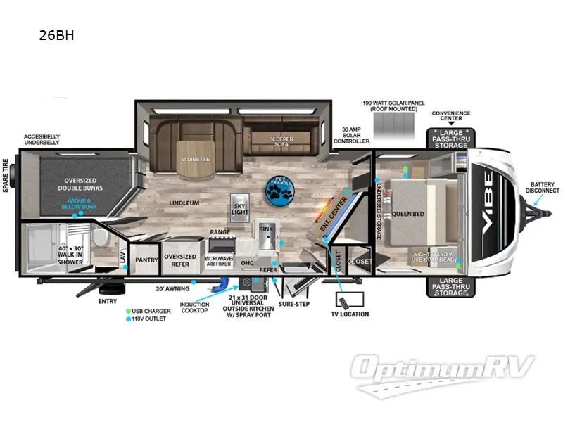 2024 Forest River Vibe 26BH Floorplan Photo