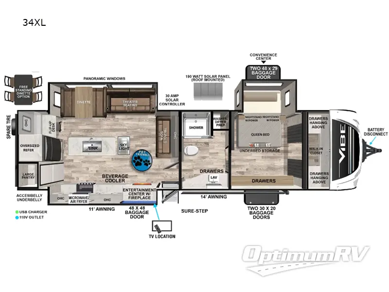 2024 Forest River Vibe 34XL Floorplan Photo