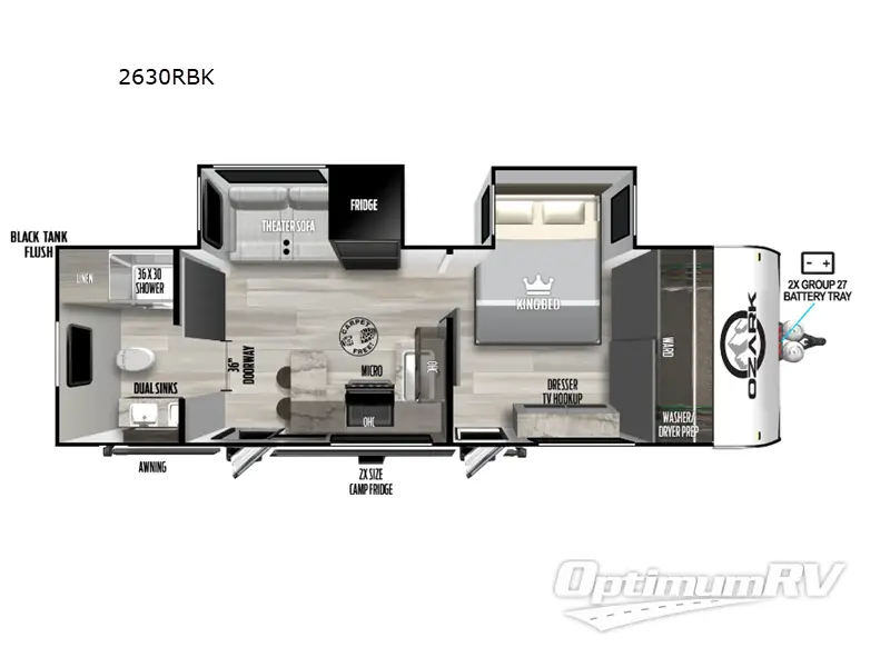 2025 Forest River Ozark 2630RBK RV Floorplan Photo