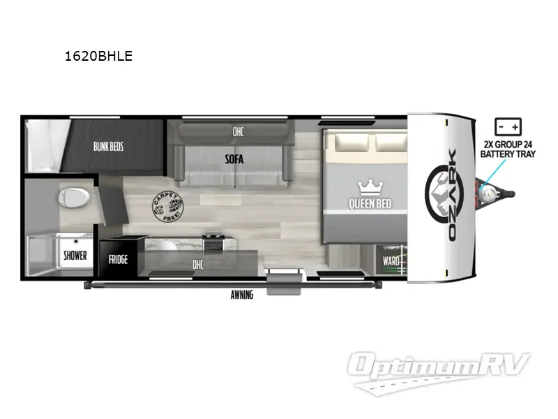 2025 Forest River Ozark 1620BHLE RV Floorplan Photo