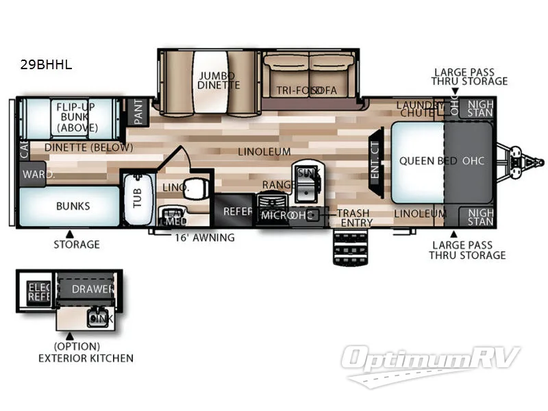 2017 Forest River Salem Hemisphere Hyper-Lyte 29BHHL Floorplan Photo