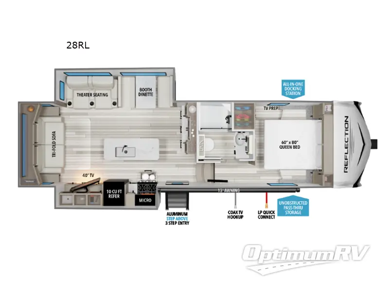 2026 Grand Design Reflection 100 Series 28RL RV Floorplan Photo