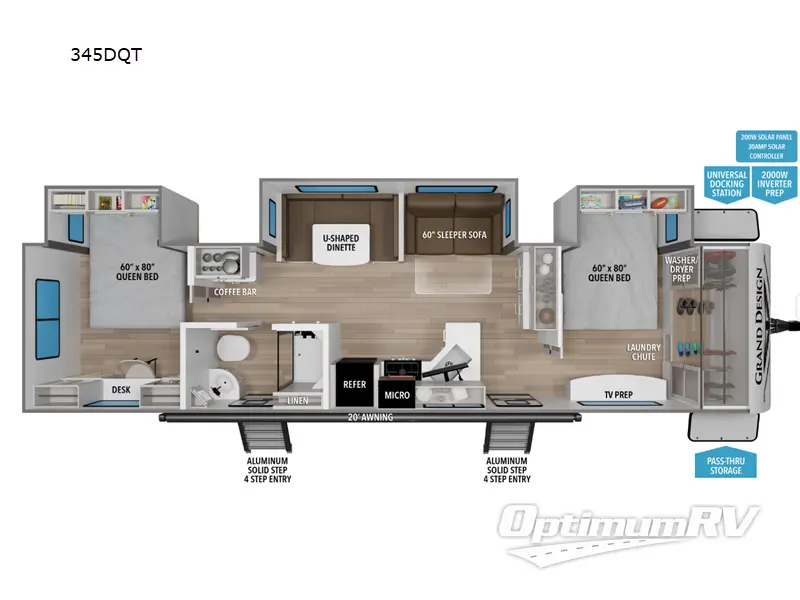 2027 Grand Design Transcend 345DQT RV Floorplan Photo
