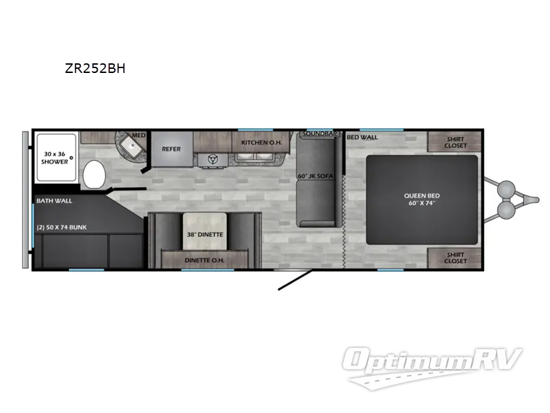2021 CrossRoads Zinger Lite ZR252BH RV Floorplan Photo
