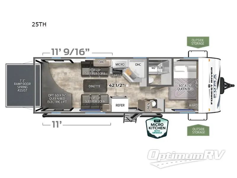 2026 Palomino Puma Unleashed 25TH RV Floorplan Photo