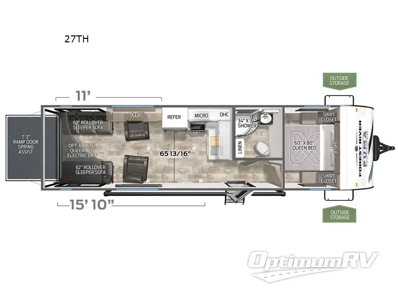 2026 Palomino Puma Unleashed 27TH Floorplan Photo