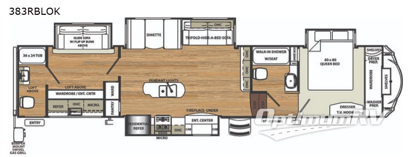 2018 Forest River Sandpiper 383RBLOK RV Floorplan Photo