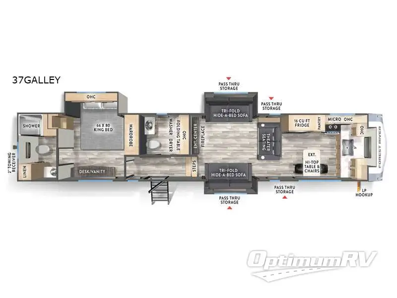 2026 Forest River Wildcat 37GALLEY RV Floorplan Photo