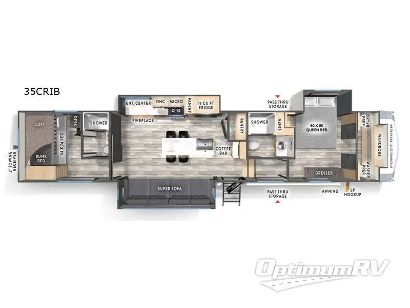 2026 Forest River Wildcat 35CRIB Floorplan Photo