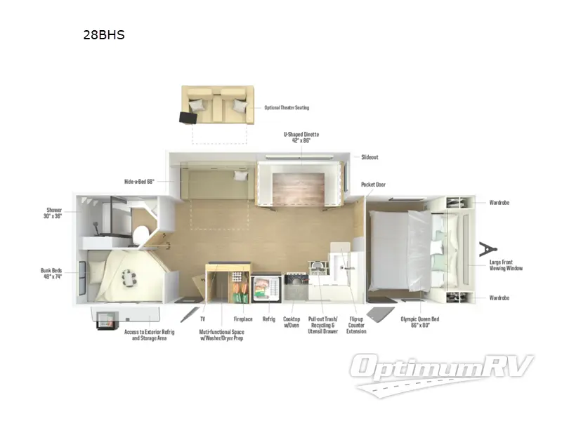 2026 Winnebago Thrive 28BHS RV Floorplan Photo