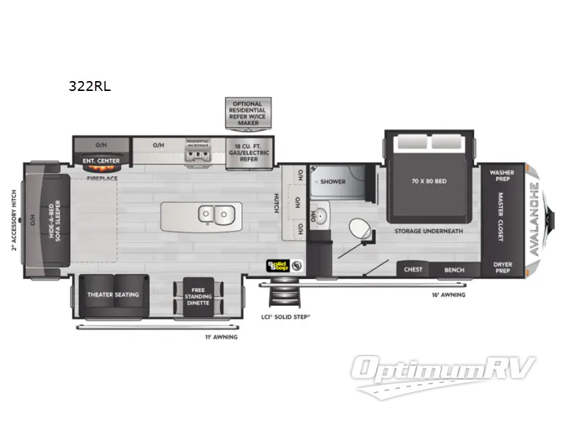 2022 Keystone Avalanche 322RL RV Floorplan Photo