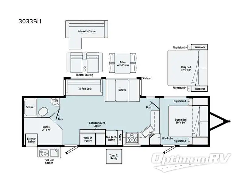 2021 Winnebago Towables Voyage 3033BH Floorplan Photo