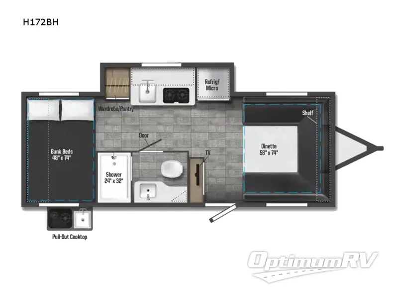 2022 Winnebago Towables Hike H172BH RV Floorplan Photo