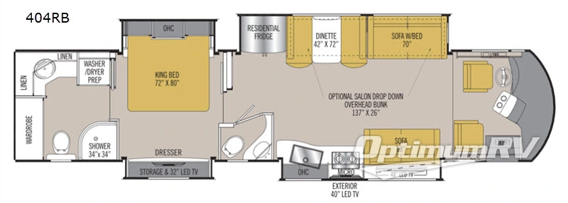 2018 Coachmen Sportscoach Cross Country RD 404RB Floorplan Photo
