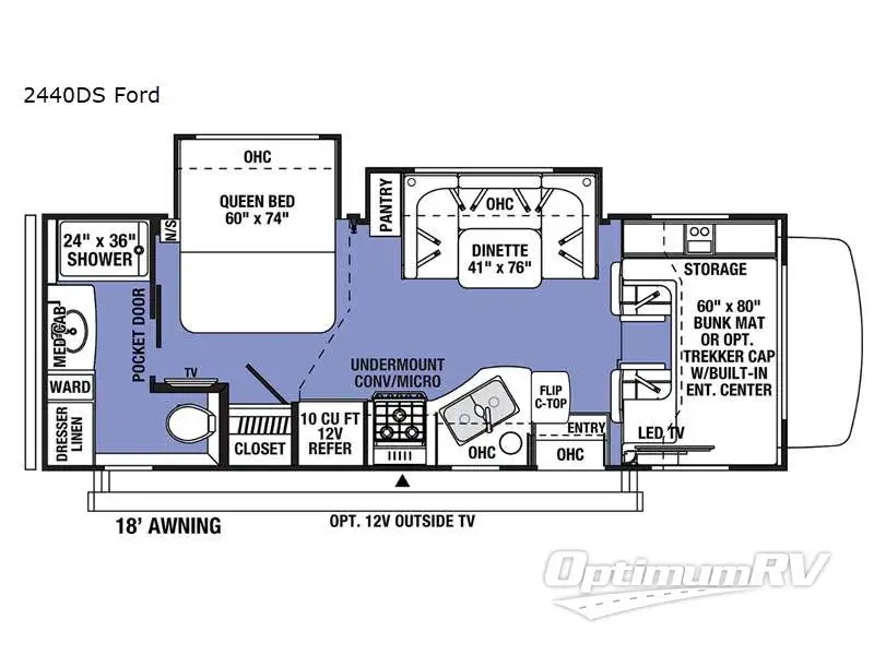 2021 Forest River Sunseeker Classic 2440DS Ford Floorplan Photo