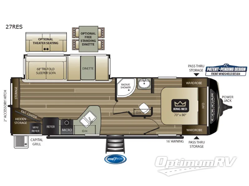 2019 Keystone Cougar Half-Ton Series 27RES Floorplan Photo
