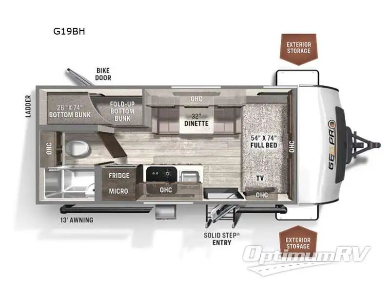 2021 Forest River Rockwood GEO Pro G19BH Floorplan Photo