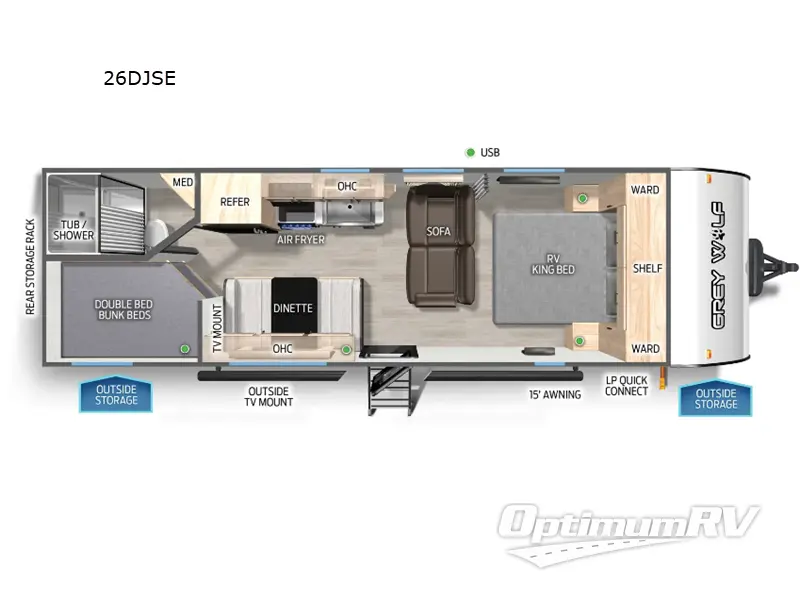 2025 Forest River Cherokee Grey Wolf 26DJSE RV Floorplan Photo