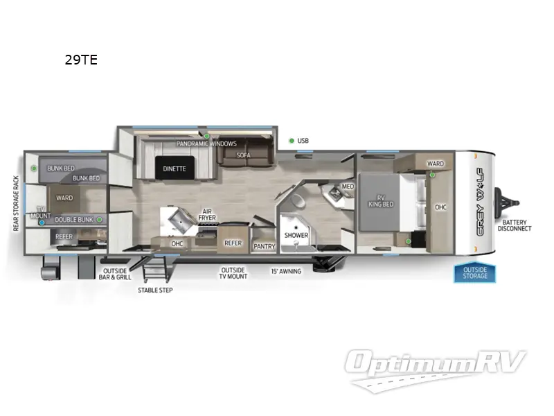 2026 Forest River Cherokee Grey Wolf 29TE Floorplan Photo