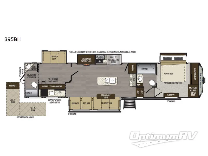 2019 Keystone Avalanche 395BH RV Floorplan Photo