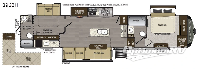 2020 Keystone Avalanche 396BH Floorplan Photo