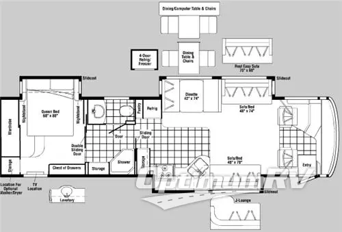 2006 Itasca Meridian 39K Floorplan Photo