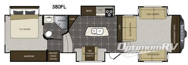 2015 Keystone Avalanche 380FL Floorplan Photo