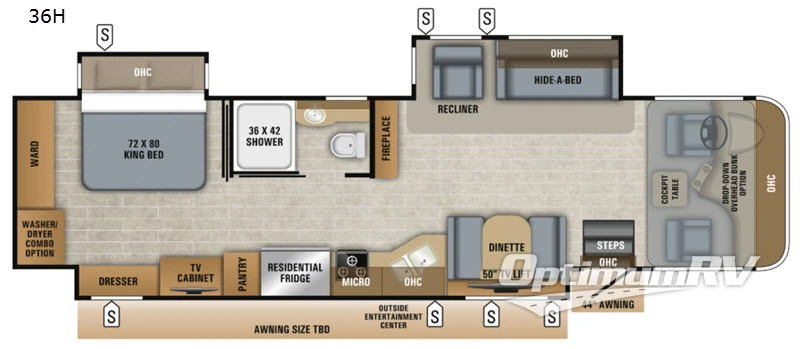 2019 Jayco Precept Prestige 36H RV Floorplan Photo