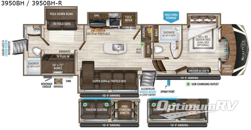 2020 Grand Design Solitude S-Class 3950BH RV Floorplan Photo