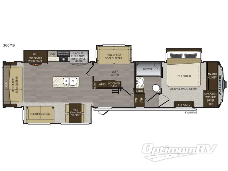 2018 Keystone Avalanche 366MB RV Floorplan Photo