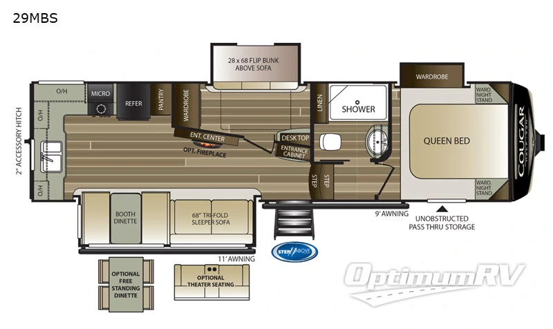 2020 Keystone Cougar Half-Ton 29MBS Floorplan Photo