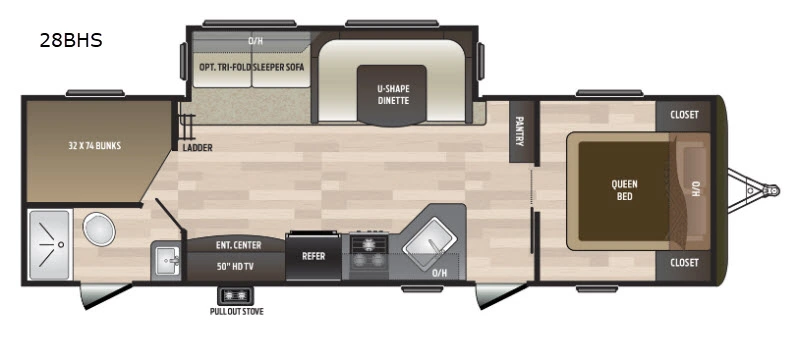 2018 Keystone Hideout 28BHS Floorplan Photo