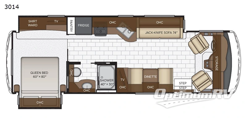 2020 Newmar Bay Star Sport 3014 RV Floorplan Photo