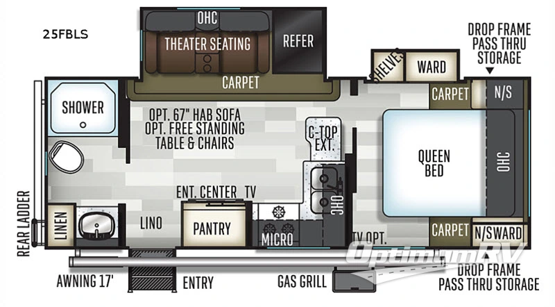2019 Forest River Flagstaff Micro Lite 25FBLS RV Floorplan Photo