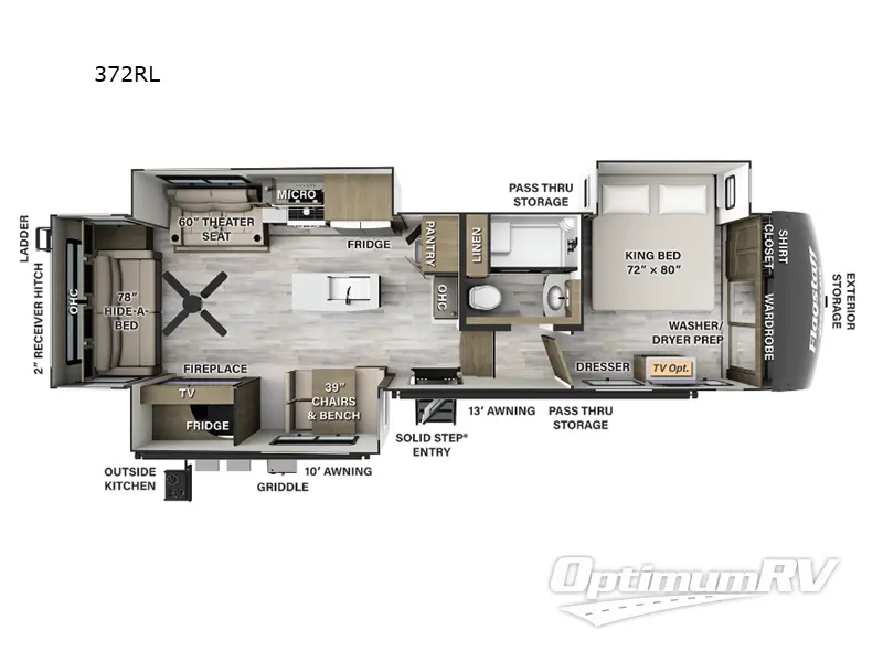 2024 Forest River Flagstaff Classic 372RL RV Floorplan Photo