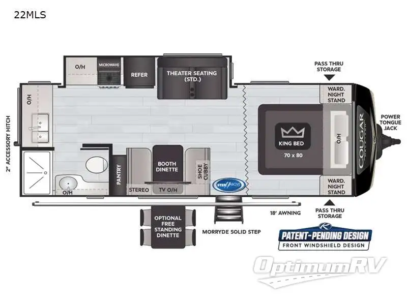 2021 Keystone Cougar Half-Ton 22MLS Floorplan Photo