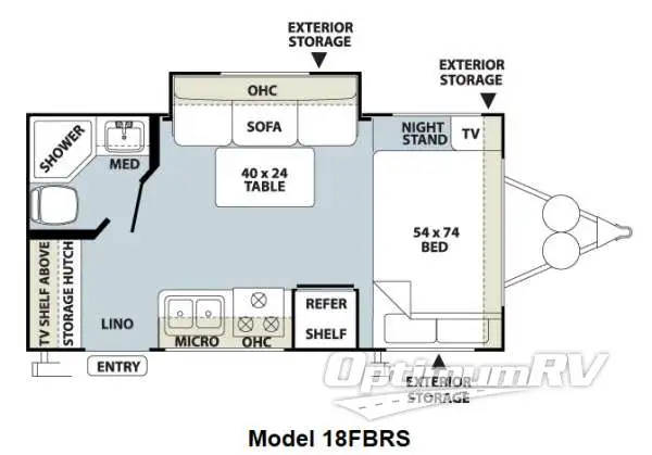 2012 Forest River Flagstaff Micro Lite 18FBRS RV Floorplan Photo