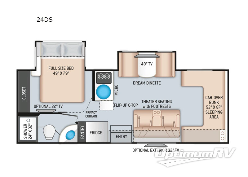 2020 Thor Four Winds Sprinter 24DS RV Floorplan Photo