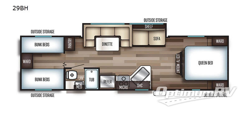 2019 Forest River Cherokee Grey Wolf 29BH Floorplan Photo