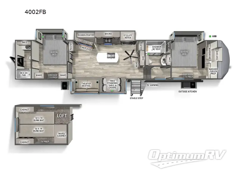 2024 Forest River Sandpiper 4002FB Floorplan Photo