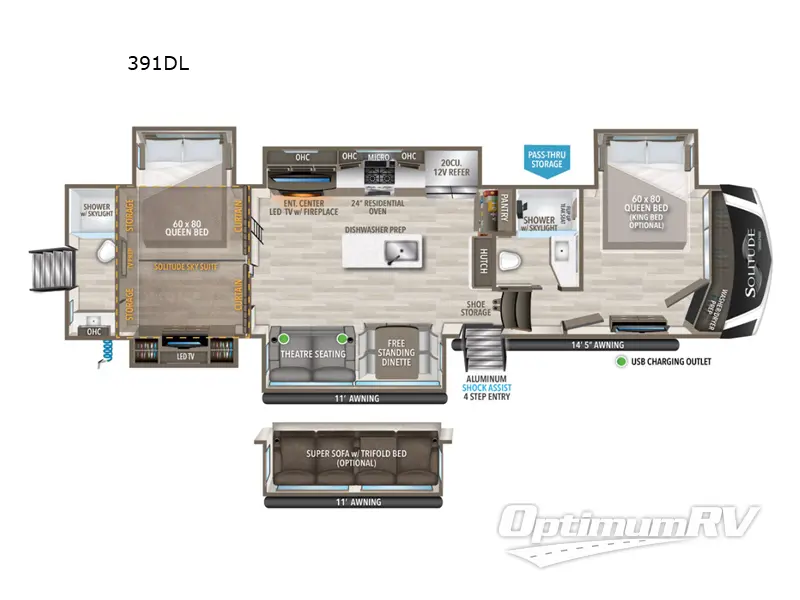 2024 Grand Design Solitude 391DL Floorplan Photo