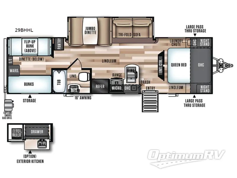 2018 Forest River Wildwood Heritage Glen Hyper-Lyte 29BHHL RV Floorplan Photo