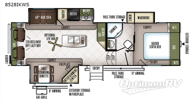 2018 Forest River Flagstaff Classic Super Lite 8528IKWS RV Floorplan Photo