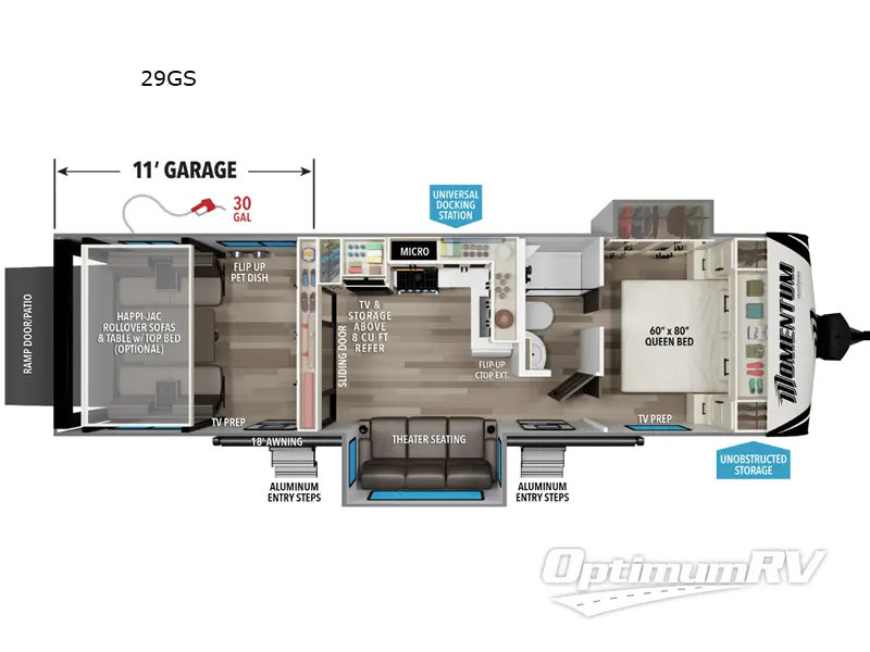 2027 Grand Design Momentum G-Class 29GS Floorplan Photo