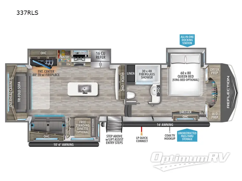 2024 Grand Design Reflection 337RLS Floorplan Photo