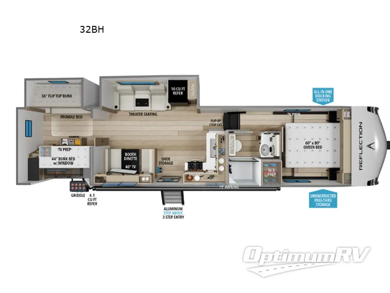 2027 Grand Design Reflection 100 Series 32BH Floorplan Photo